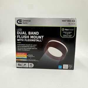 Commercial Electric 6in Black LED Flush Mount Dimmable 2700-5000K 1007960424